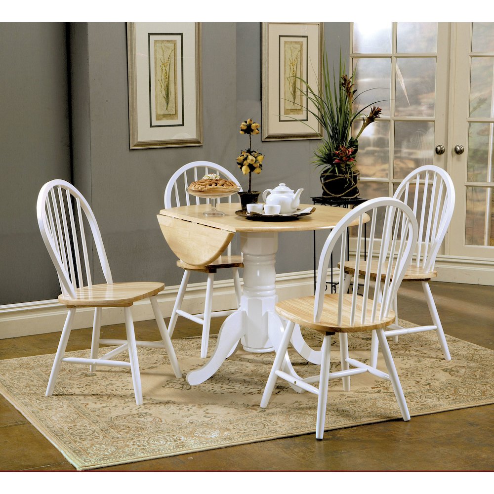 Allison Round 40-inch Drop Leaf Extension Dining Table White