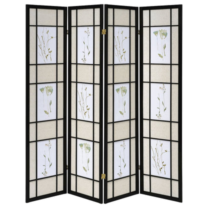 Catabella 4-Panel Room Divider Folding Shoji Screen Floral