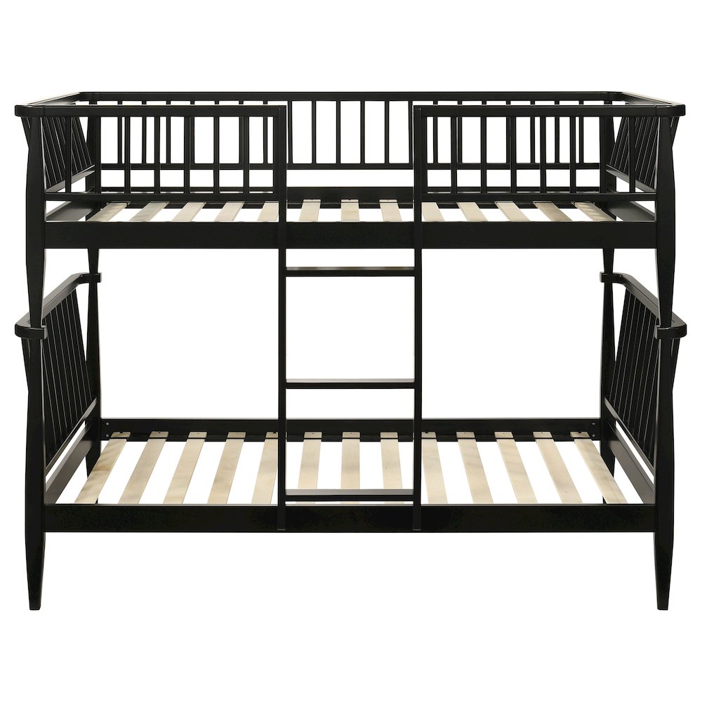 Abram Windsor Twin Over Twin Wood Bunk Bed with Ladder Black