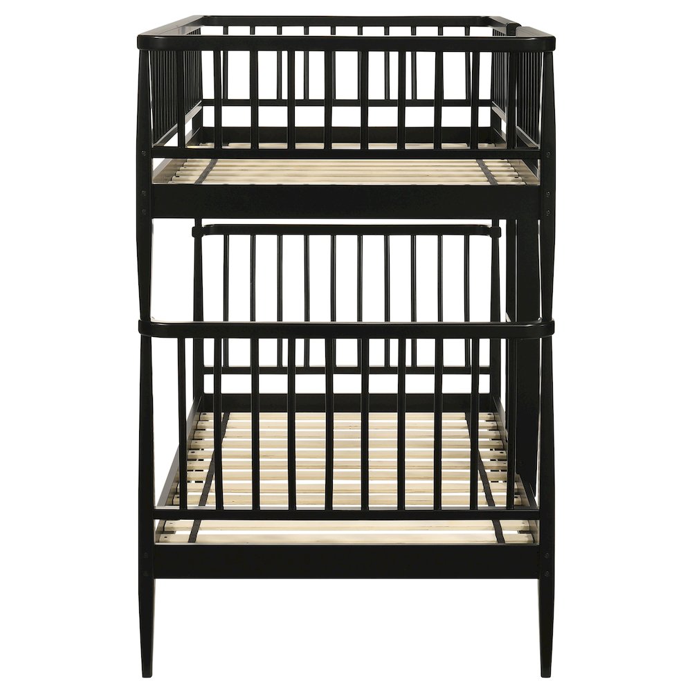 Abram Windsor Twin Over Twin Wood Bunk Bed with Ladder Black