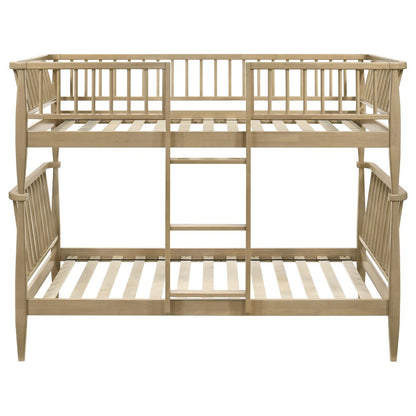 Abram Windsor Twin Over Twin Wood Bunk Bed with Ladder Almond