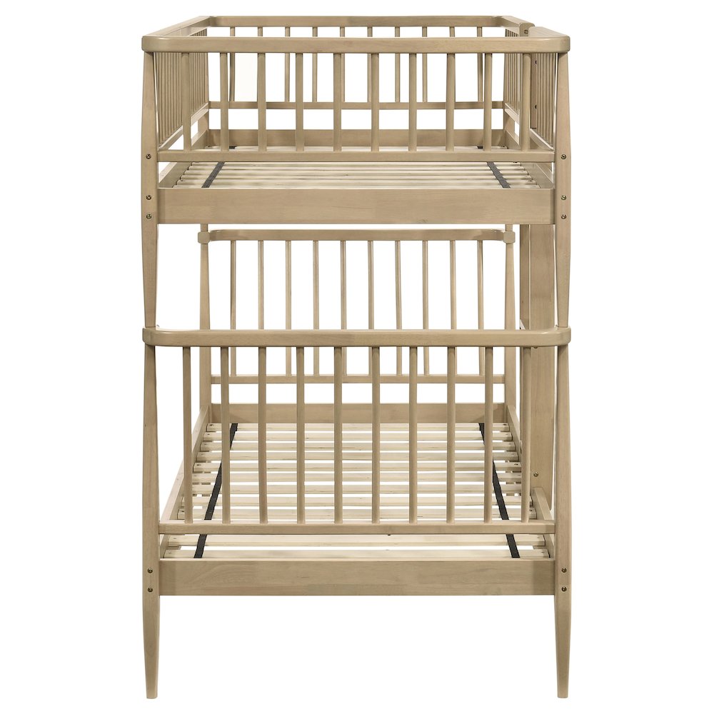 Abram Windsor Twin Over Twin Wood Bunk Bed with Ladder Almond