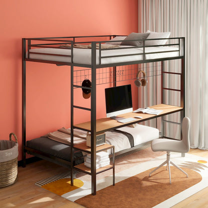 Campus Metal Full Over Twin Workstation Bunk Bed Matte Black