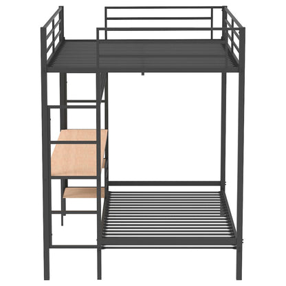 Campus Metal Full Over Twin Workstation Bunk Bed Matte Black