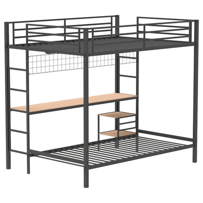 Campus Metal Full Over Twin Workstation Bunk Bed Matte Black