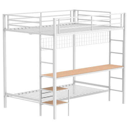 Campus Metal Full Over Twin Workstation Bunk Bed Matte White