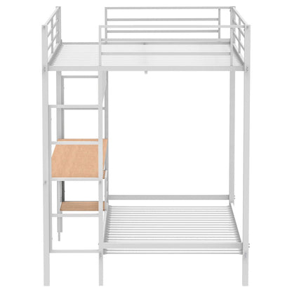 Campus Metal Full Over Twin Workstation Bunk Bed Matte White