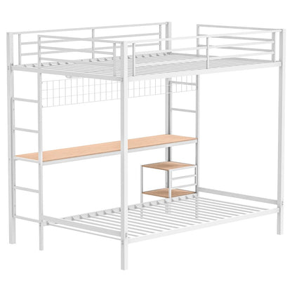 Campus Metal Full Over Twin Workstation Bunk Bed Matte White