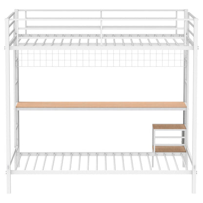 Campus Metal Full Over Twin Workstation Bunk Bed Matte White