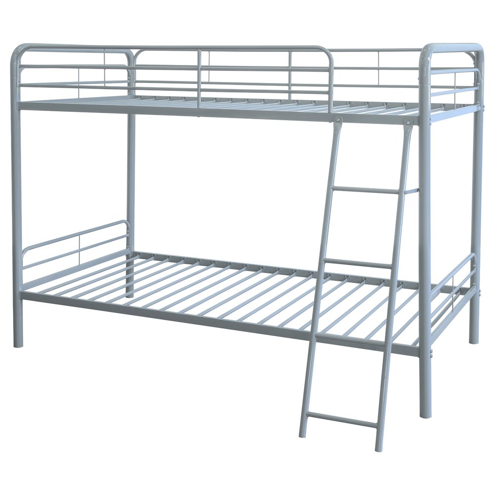 Carson Metal Twin Over Twin Bunk Bed Glossy Silver