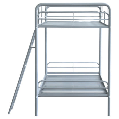 Carson Metal Twin Over Twin Bunk Bed Glossy Silver