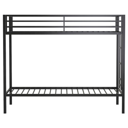 Alevera Metal Twin Over Twin Bunk Bed with Ladder Black