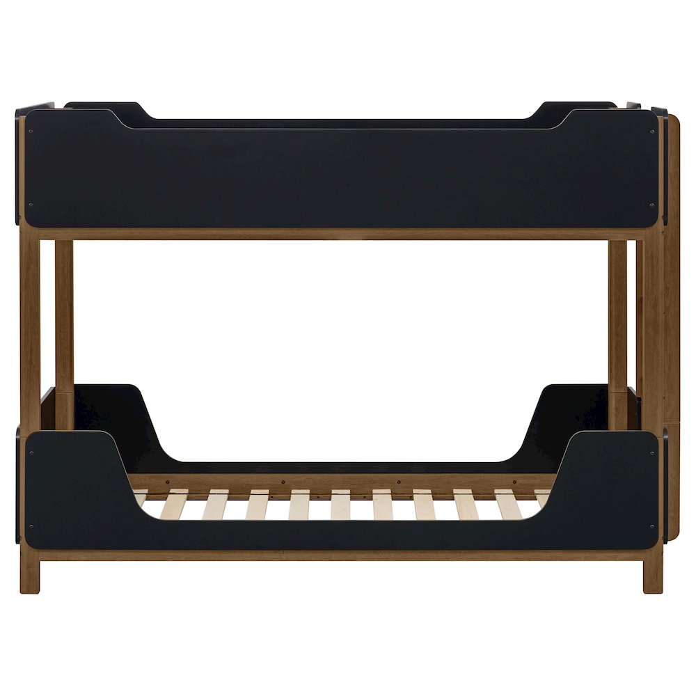 Morris Twin Over Twin Wood Bunk Bed Black and Walnut