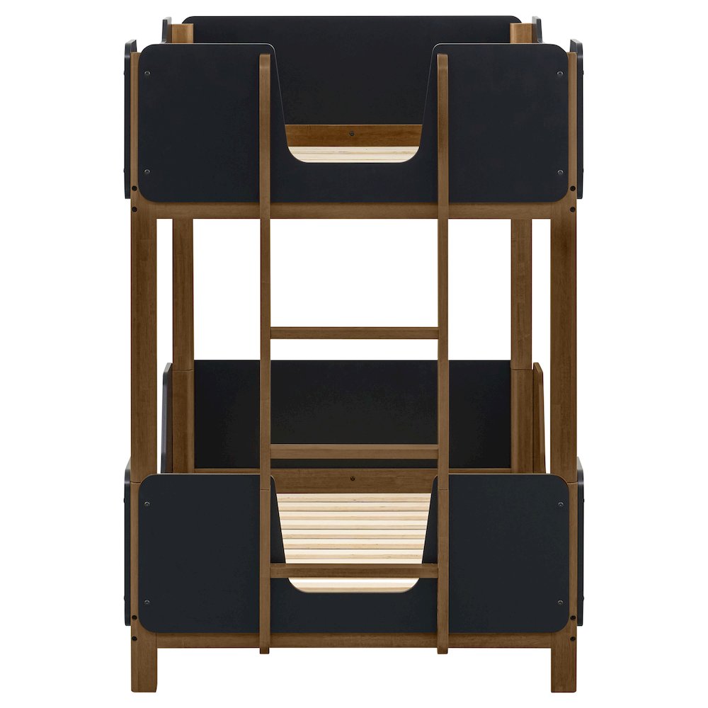 Morris Twin Over Twin Wood Bunk Bed Black and Walnut