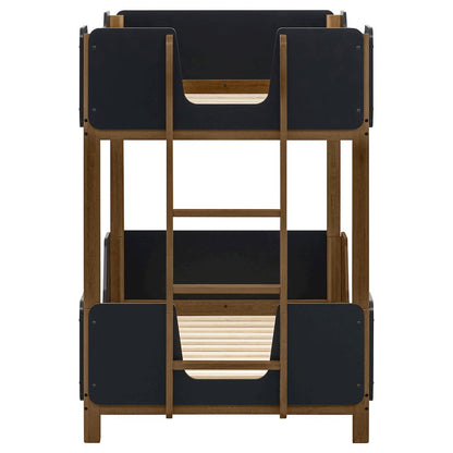 Morris Twin Over Twin Wood Bunk Bed Black and Walnut