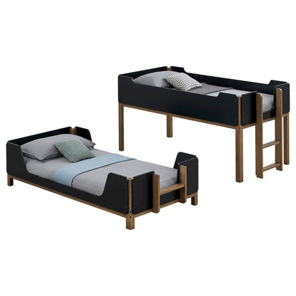 Morris Twin Over Twin Wood Bunk Bed Black and Walnut