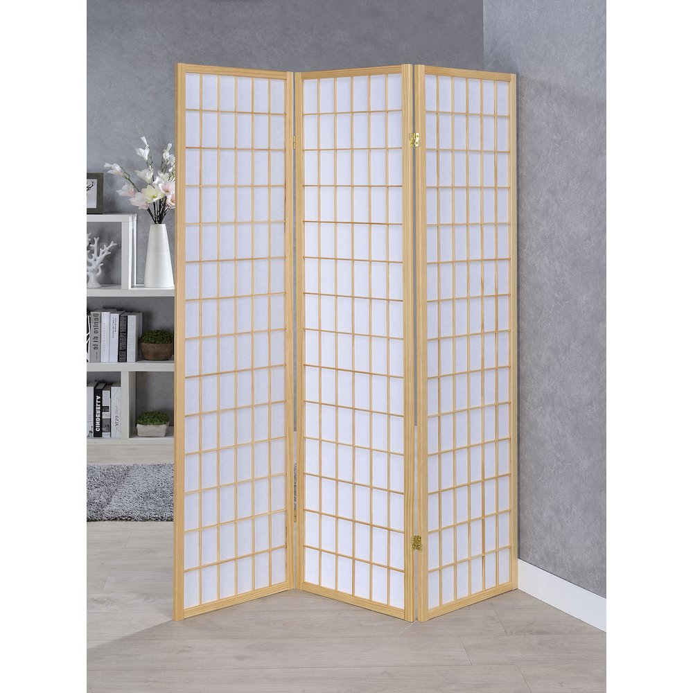 Carrie 3-Panel Room Divider Folding Shoji Screen Natural