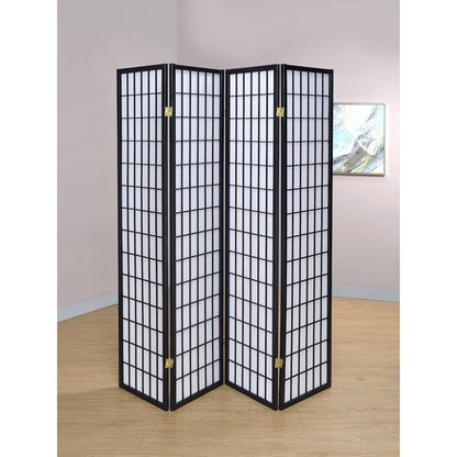 Roberto 4-Panel Room Divider Folding Shoji Screen Black