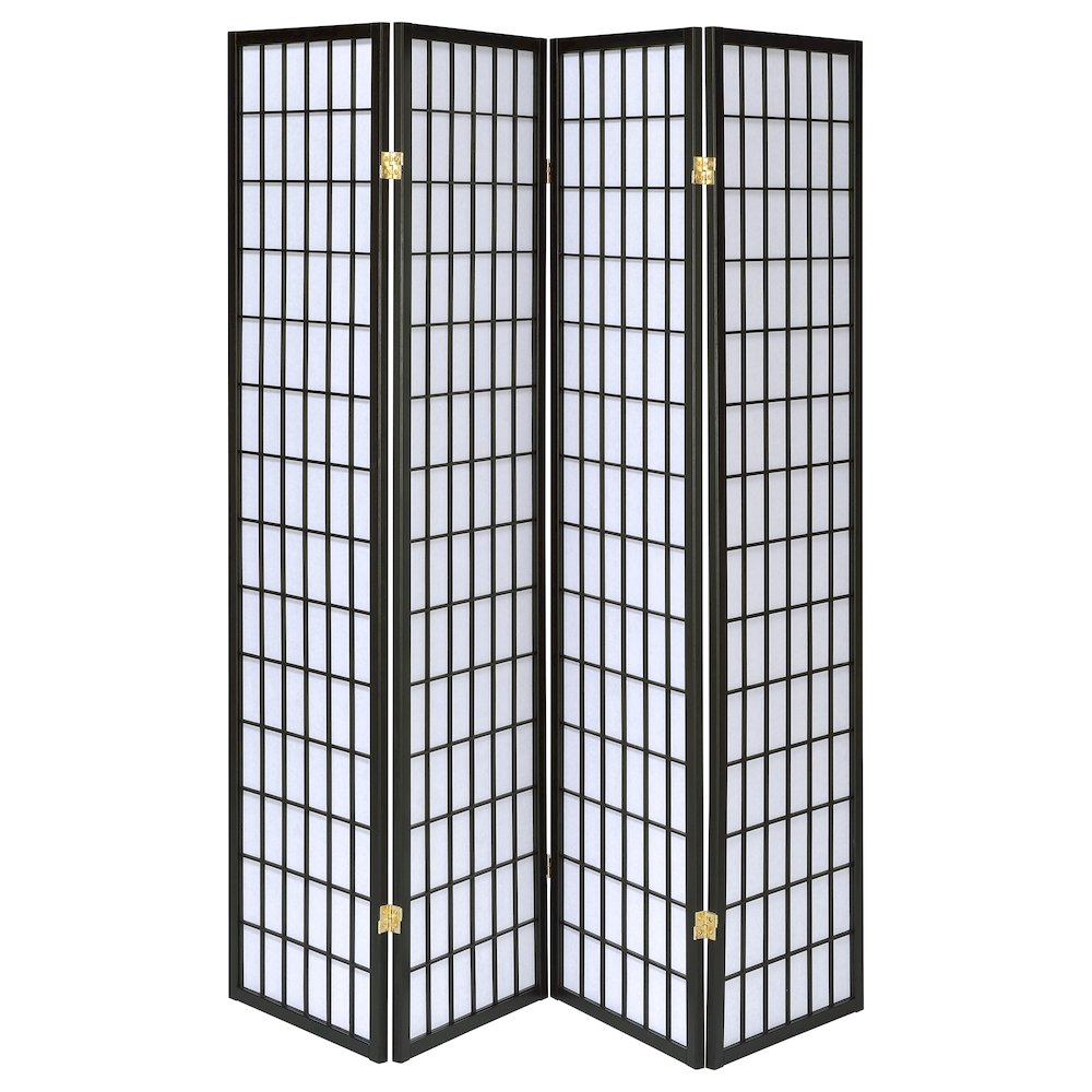 Roberto 4-Panel Room Divider Folding Shoji Screen Black