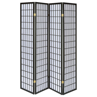 Roberto 4-Panel Room Divider Folding Shoji Screen Black