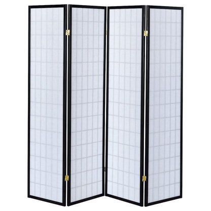 Roberto 4-Panel Room Divider Folding Shoji Screen Black