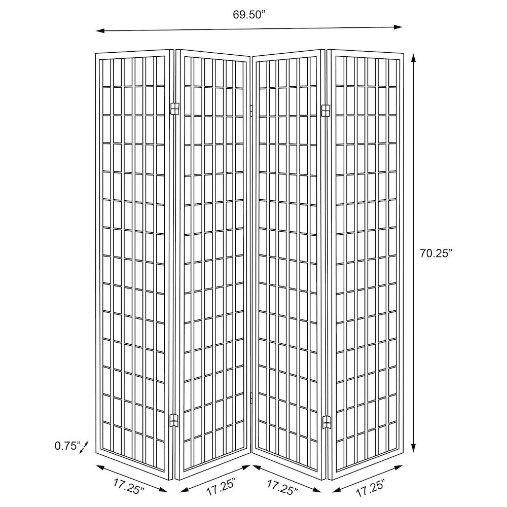 Roberto 4-Panel Room Divider Folding Shoji Screen Black
