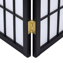 Wood Folding Shoji Screen Room Divider, Freestanding Panels, Black