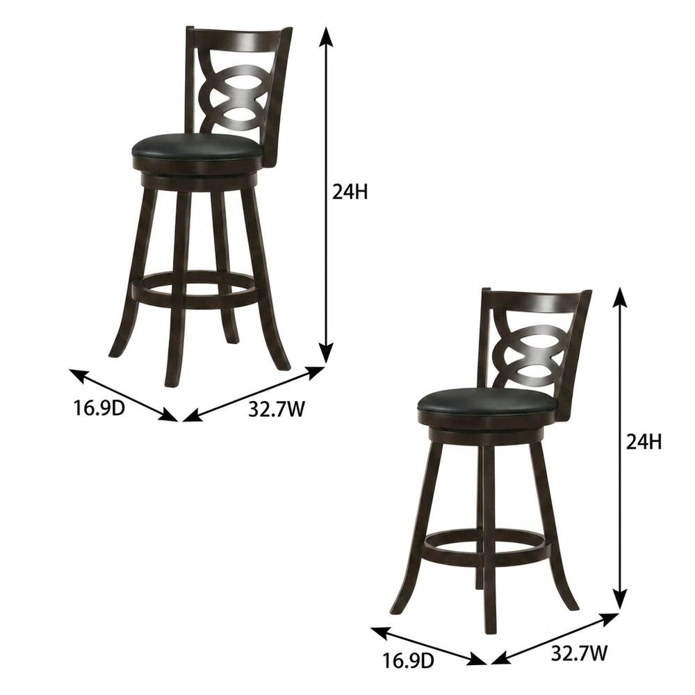 Wood Swivel Counter Height Bar Stool for Kitchen, Cappuccino, Set of 2