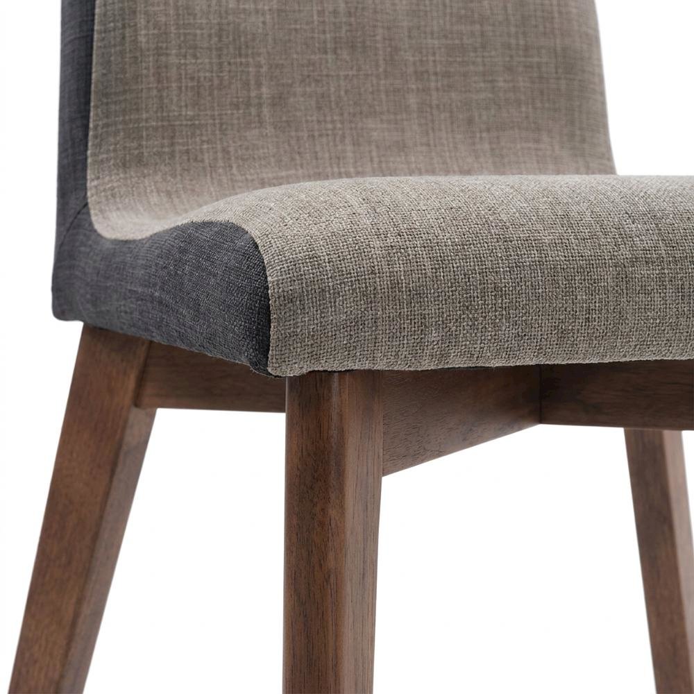 Mid-Century Modern Upholstered Dining Chair with Wood Legs, Set of 2