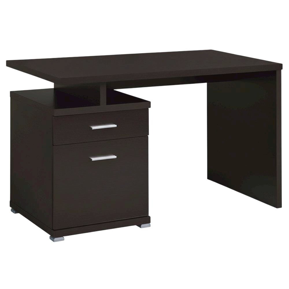 Contemporary Cappuccino Office Desk With 2 Drawers And Rectangular Top