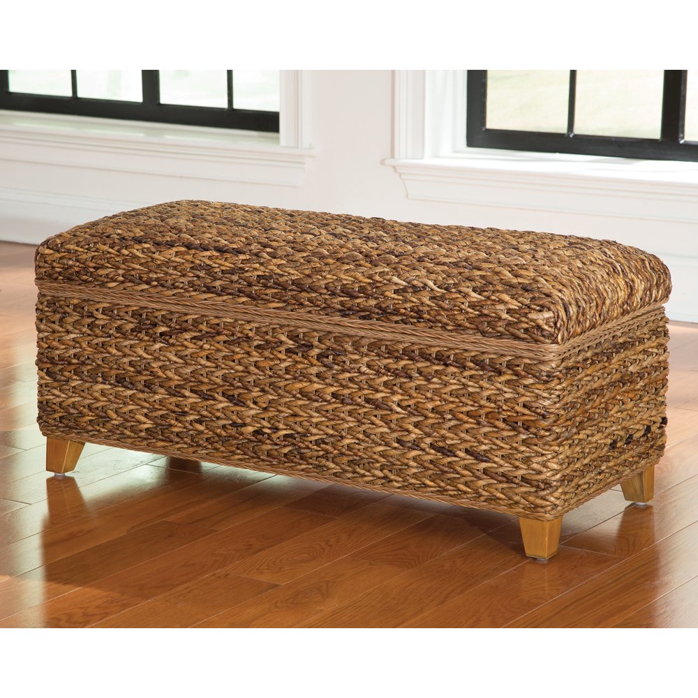 Laughton Hand-Woven Banana Leaf Storage Trunk Amber