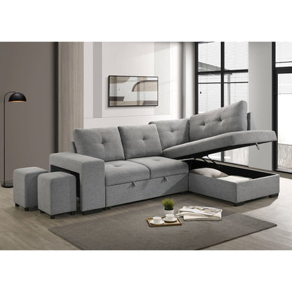 Roanne Fabric Upholstered Sleeper Sectional Sofa Grey