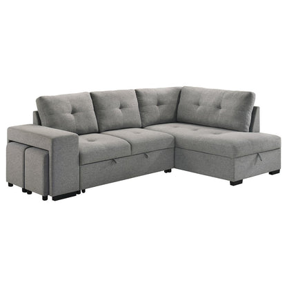 Roanne Fabric Upholstered Sleeper Sectional Sofa Grey