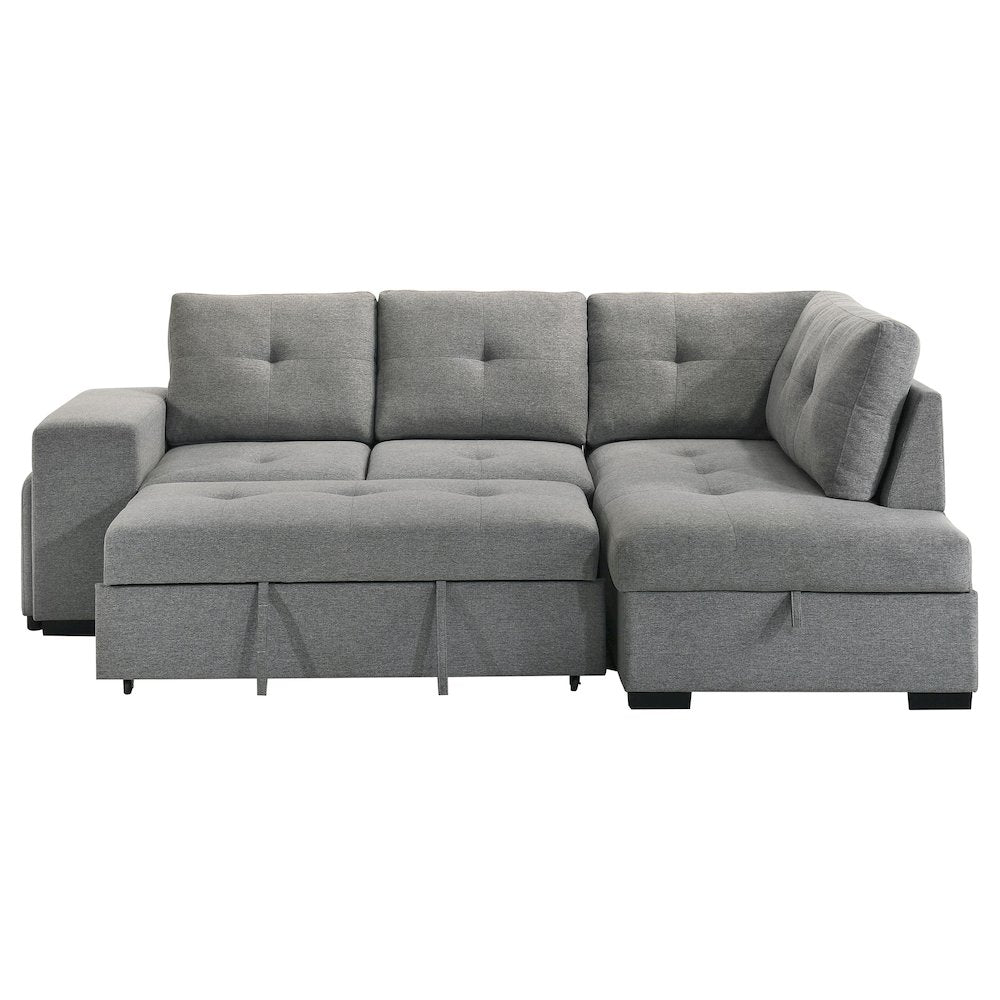 Roanne Fabric Upholstered Sleeper Sectional Sofa Grey