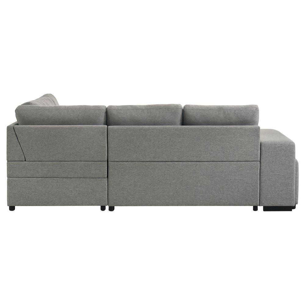 Roanne Fabric Upholstered Sleeper Sectional Sofa Grey