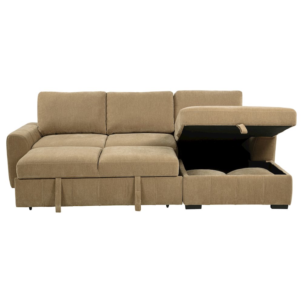 Pastrana Upholstered Sleeper Sectional Sofa RAF Chaise Camel