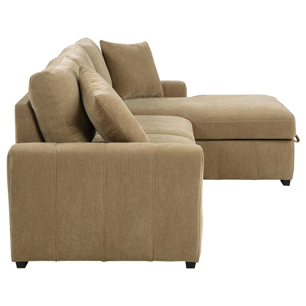 Pastrana Upholstered Sleeper Sectional Sofa RAF Chaise Camel