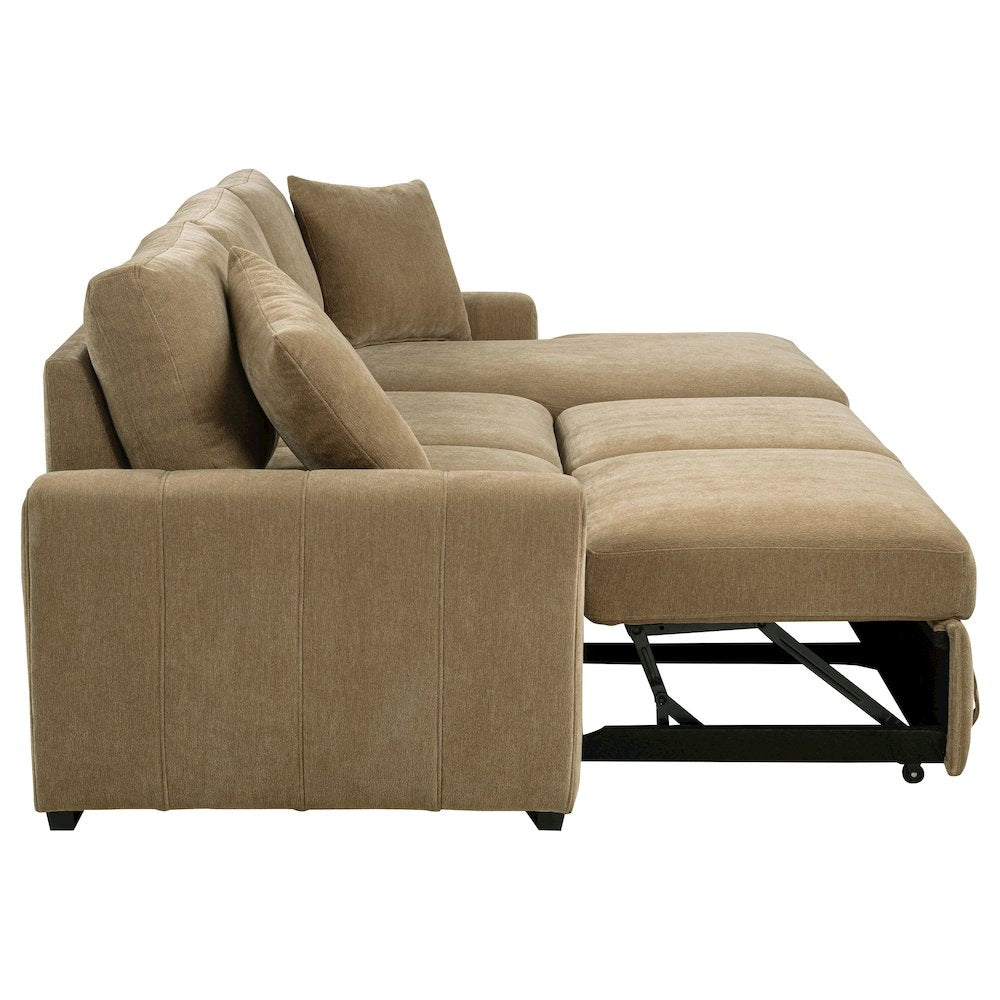 Pastrana Upholstered Sleeper Sectional Sofa RAF Chaise Camel