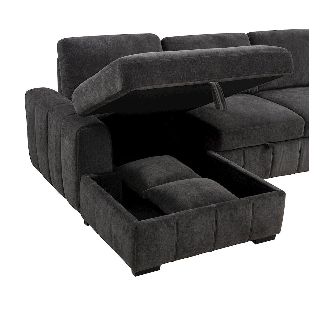 Pastrana Upholstered Sleeper Sectional Sofa LAF Chaise Grey