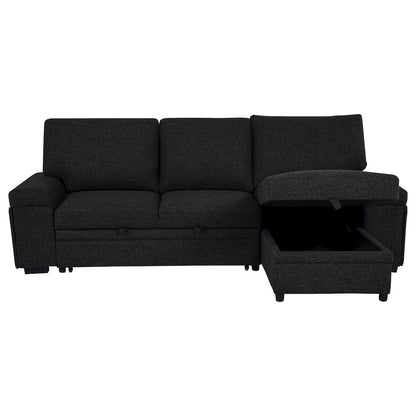 Demko Sleeper Sectional Sofa with Speaker and Storage Chaise Black