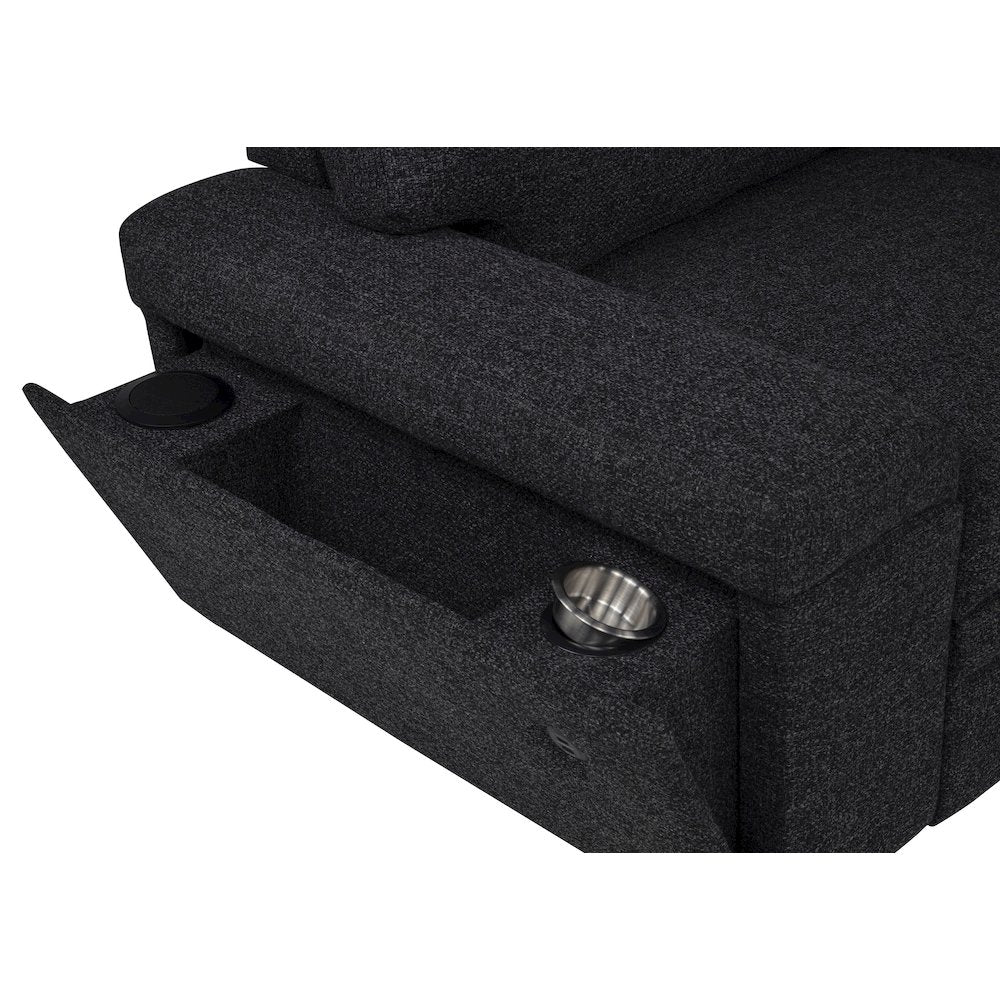 Demko Sleeper Sectional Sofa with Speaker and Storage Chaise Black