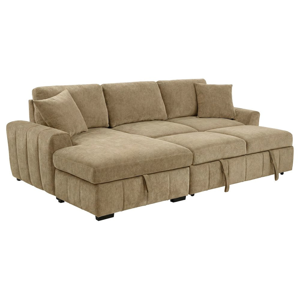 Pastrana Upholstered Sleeper Sectional Sofa LAF Chaise Camel