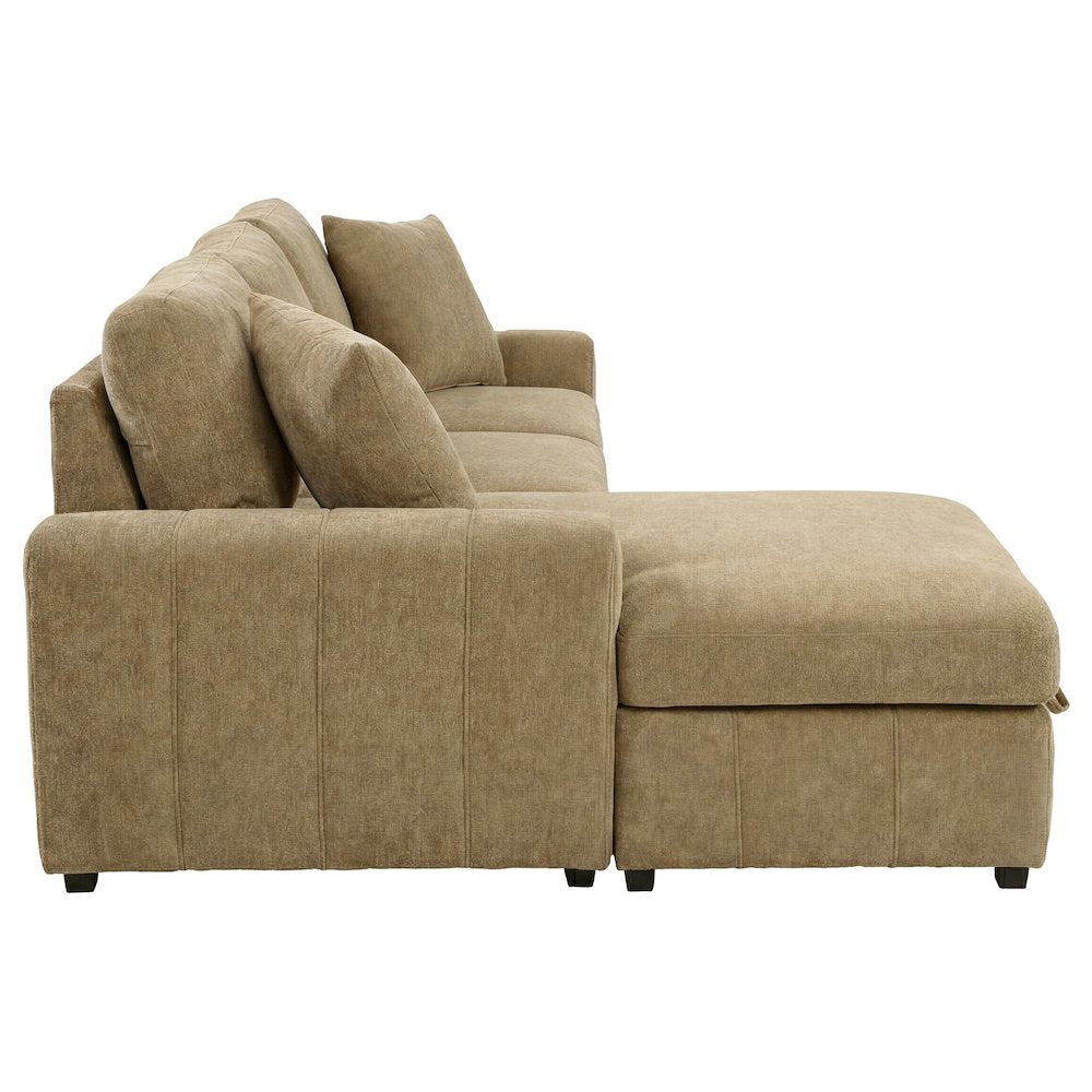 Pastrana Upholstered Sleeper Sectional Sofa LAF Chaise Camel