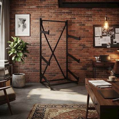 Metal Console Table with Open Shelves for Entryway, Black