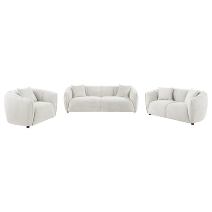 Aleisha 3-piece Chenille Upholstered Sofa Set Ivory