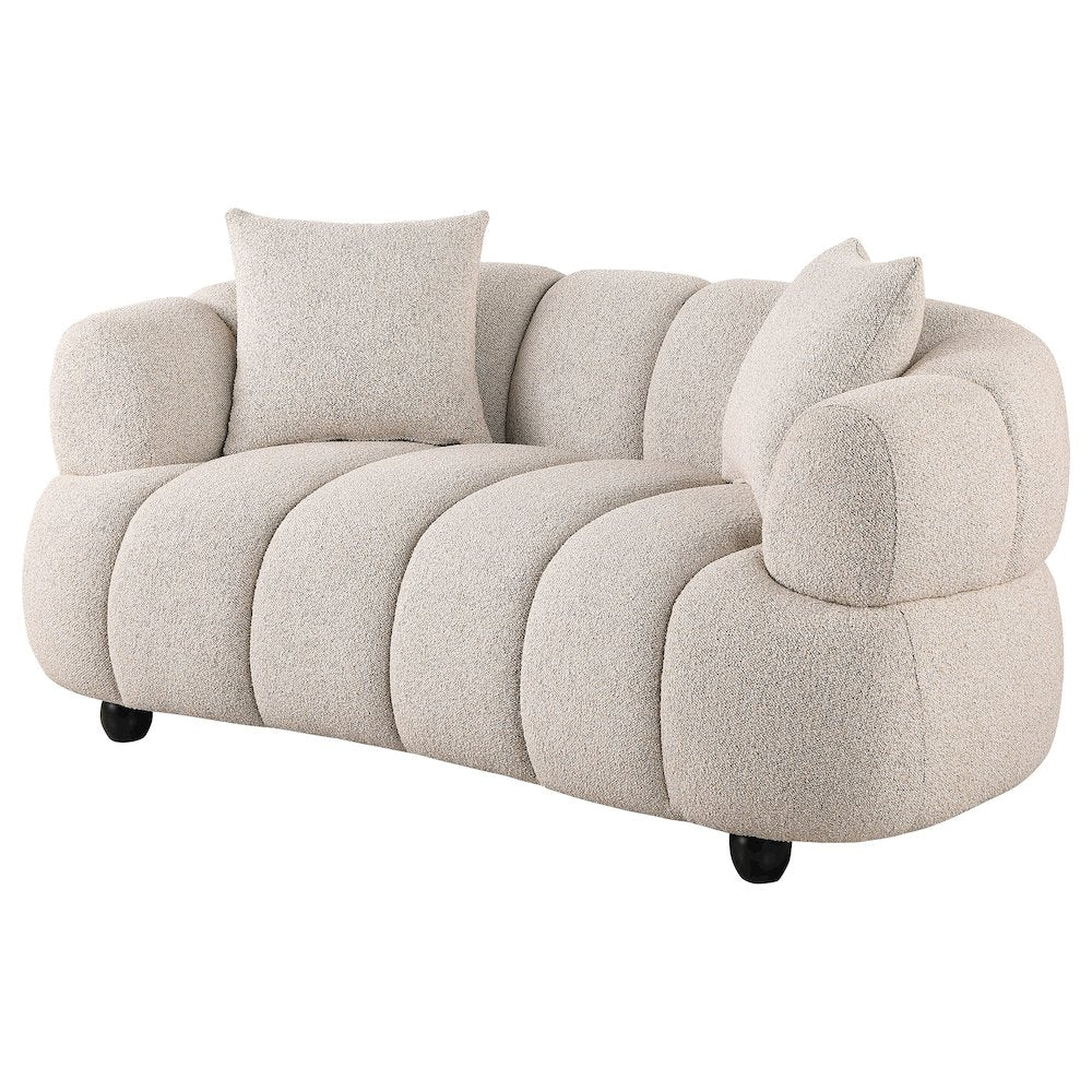 Whitney Contemporary Channel Tufted Boucle Upholstered Loveseat