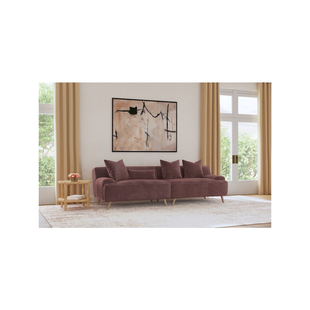 Elizabeth Corduroy Upholstered Extra Long Sofa Wine Red