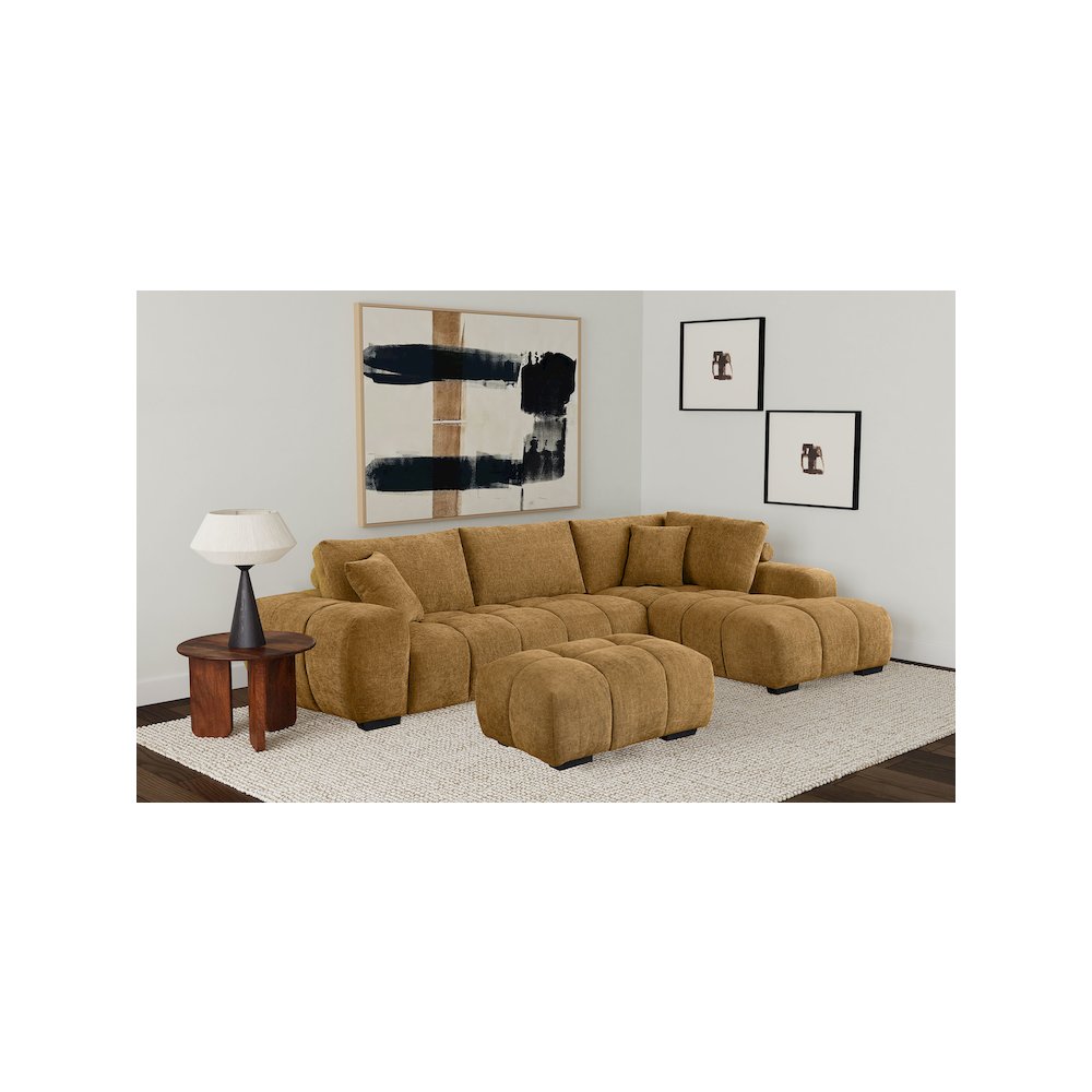 Camacho Rectangular Upholstered Tufted Ottoman Amber