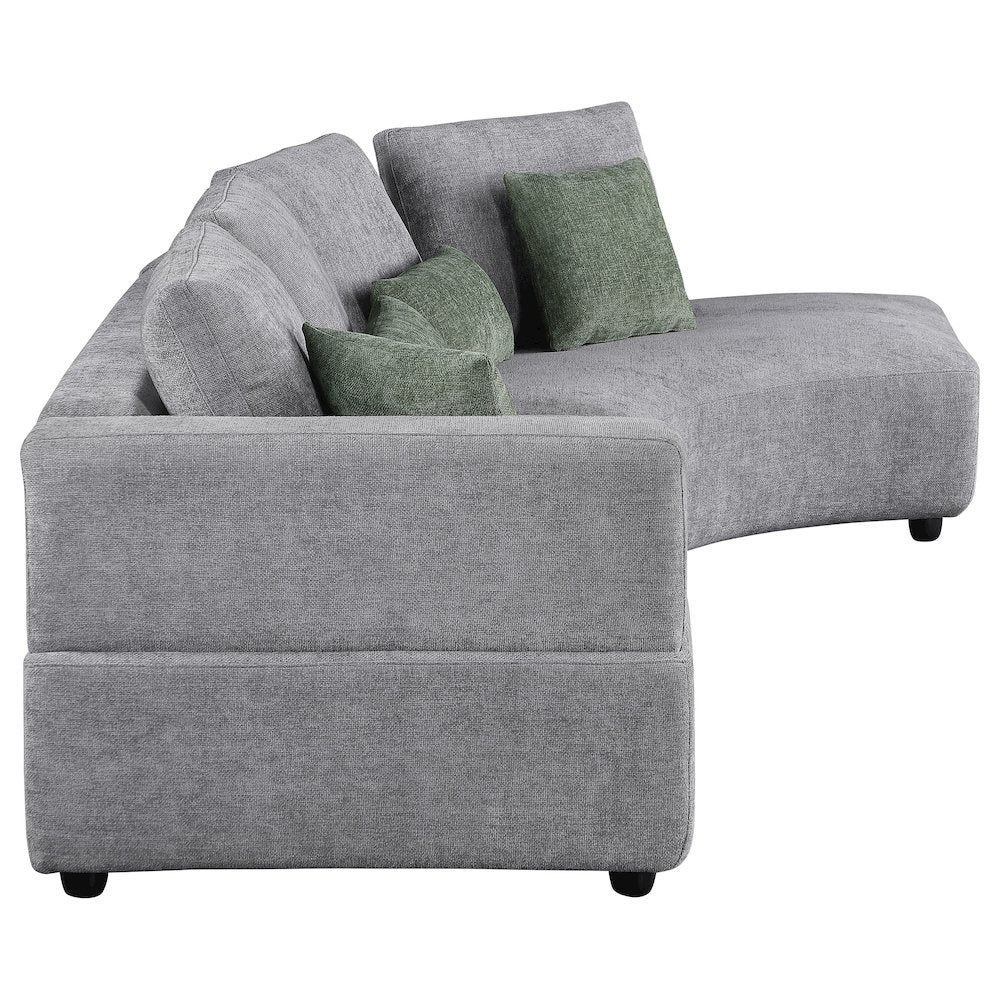 Toscano 134-inch Upholstered Sectional Sofa Grey