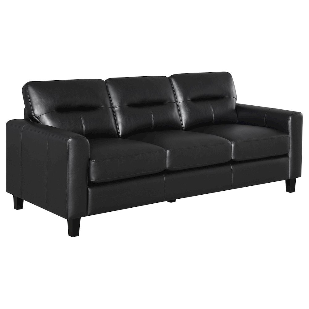 Scotland Faux Leather Upholstered Track Arm Sofa Black
